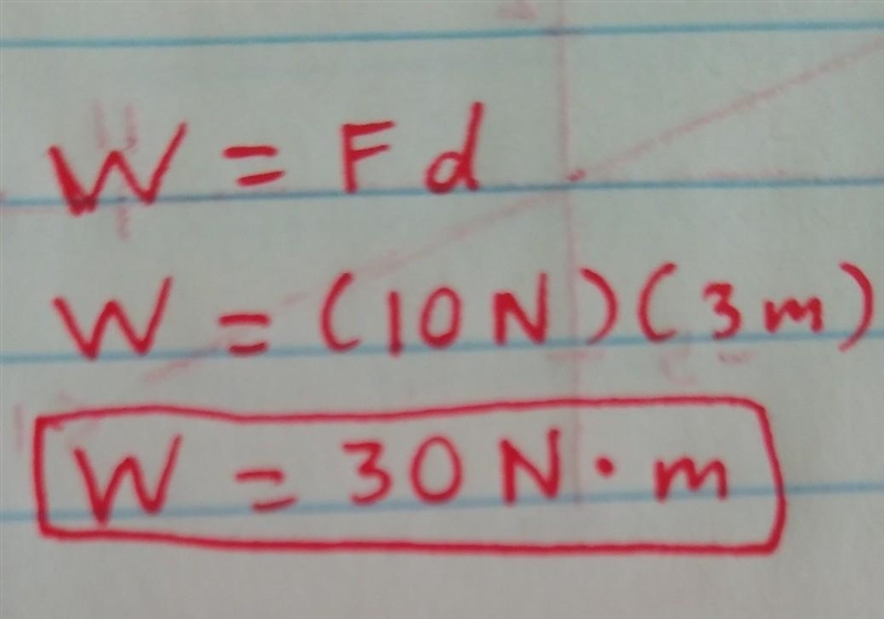 .Ravi applied a force of 10 N and moved a book 3 m in the direction of the force. How-example-1