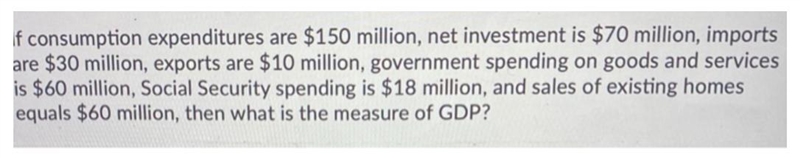 If consumption expenditures are $150 million, net investment is $70 million, imports-example-1