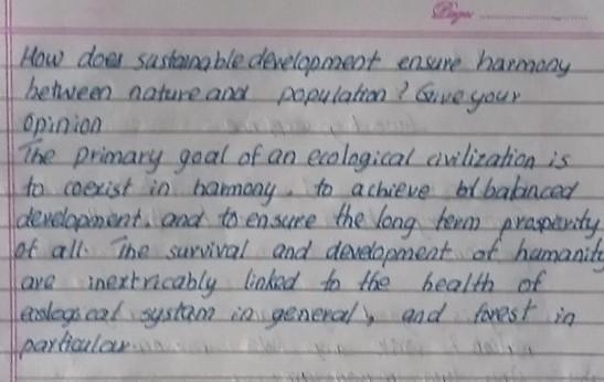 How does sustainable development ensure harmony between nature and population? Give-example-1