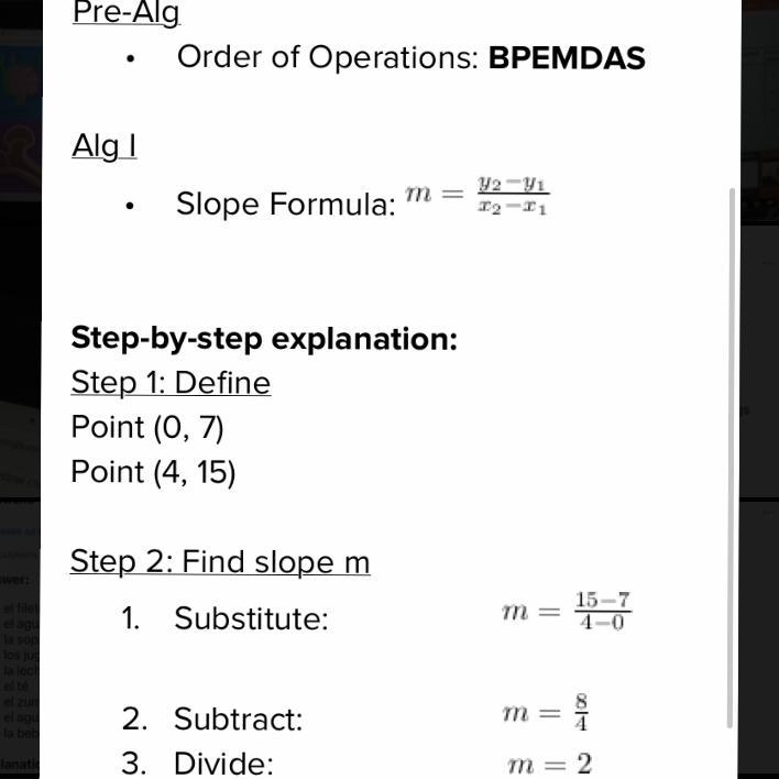 What is the slope of the line that connects the points (0,7) and (4, 15)?-example-1