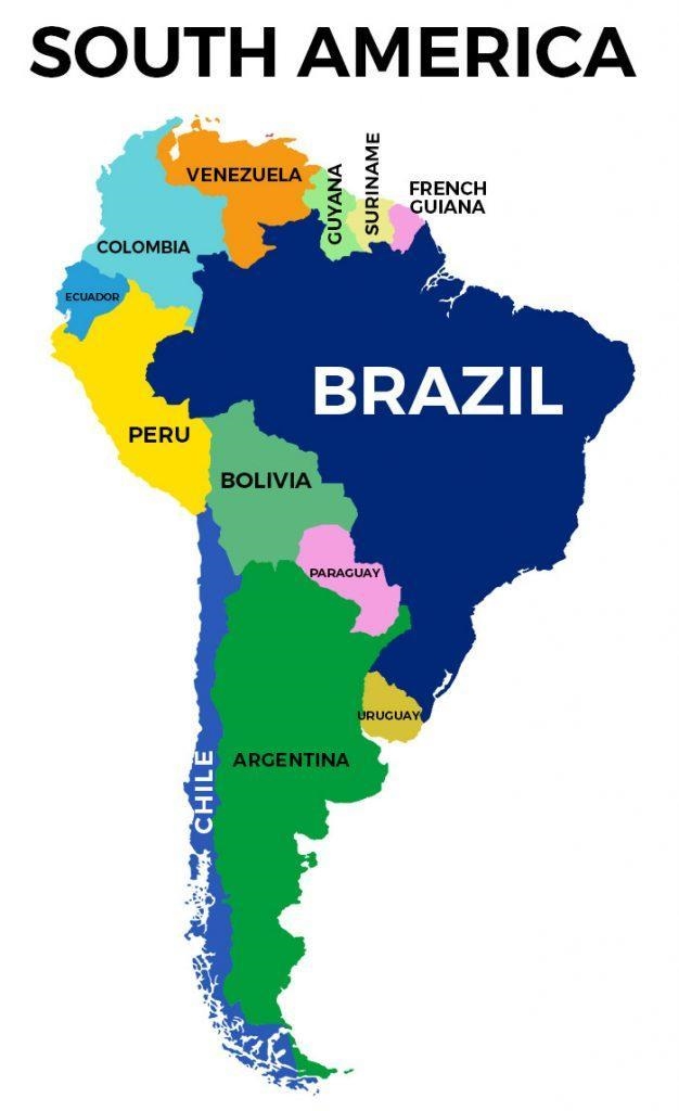 What letter on the map is labeling the country of Brazil-example-1