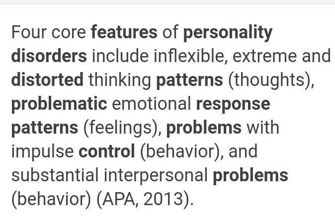 Three features of people with personality disorders are distorted __________ patterns-example-1