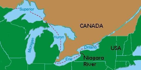 Niagara falls is located between which two great lakes?-example-1