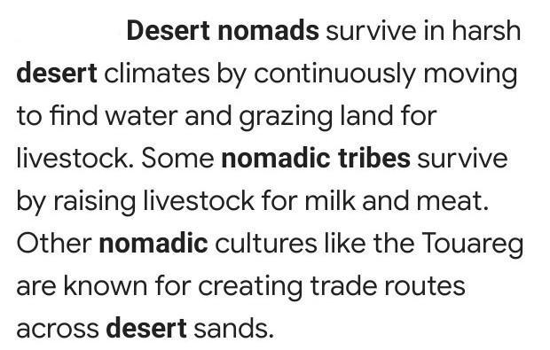 3. Describe the life of the nomadic tribes of the Sobora Desert​-example-1