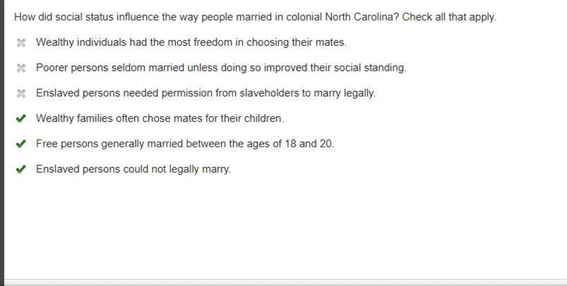 How did social status influence the way people married in colonial North Carolina-example-1