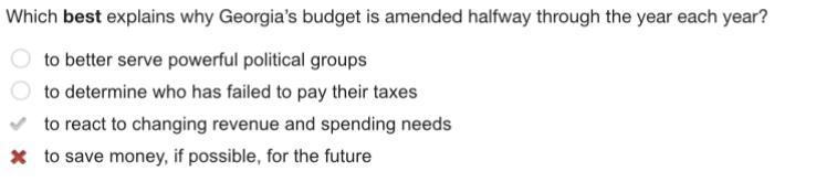 Which best explains why Georgia's budget is amended halfway through the year each-example-1