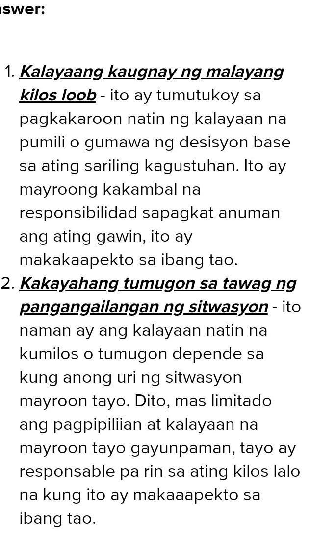 Ipaliwanag ang dalawang responsibilidad na kakambal ng kalayaan?-example-1