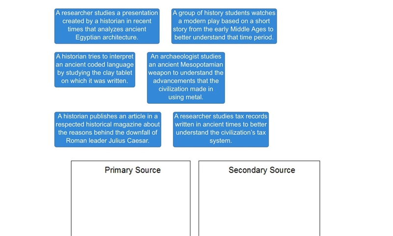 Identify each historical source as a primary source or a secondary source.-example-1