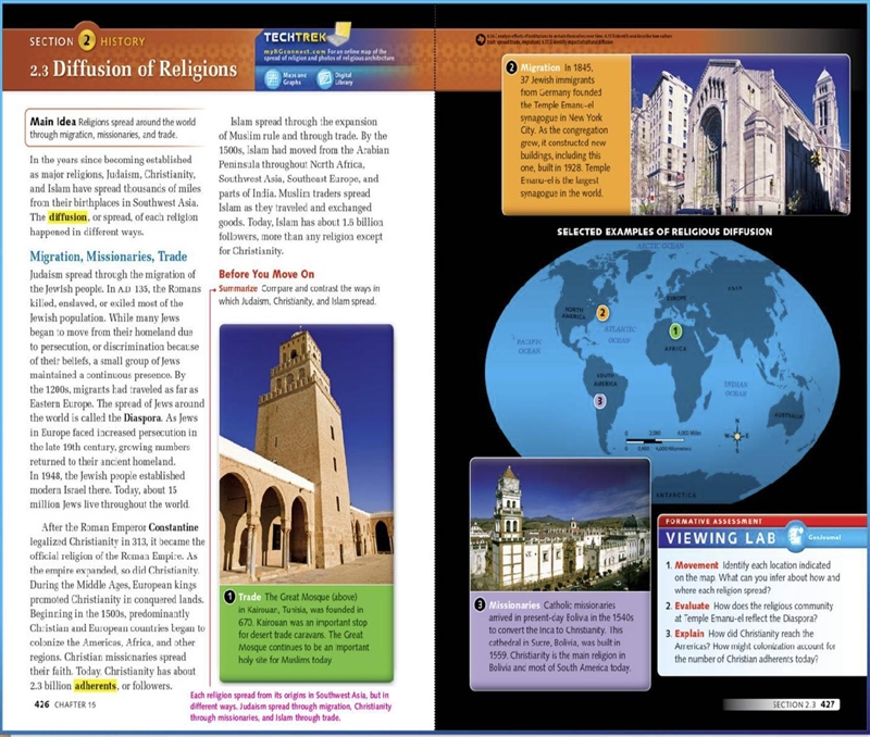 Which of the three religions spread most to the Americas? Why do you think this happened-example-1