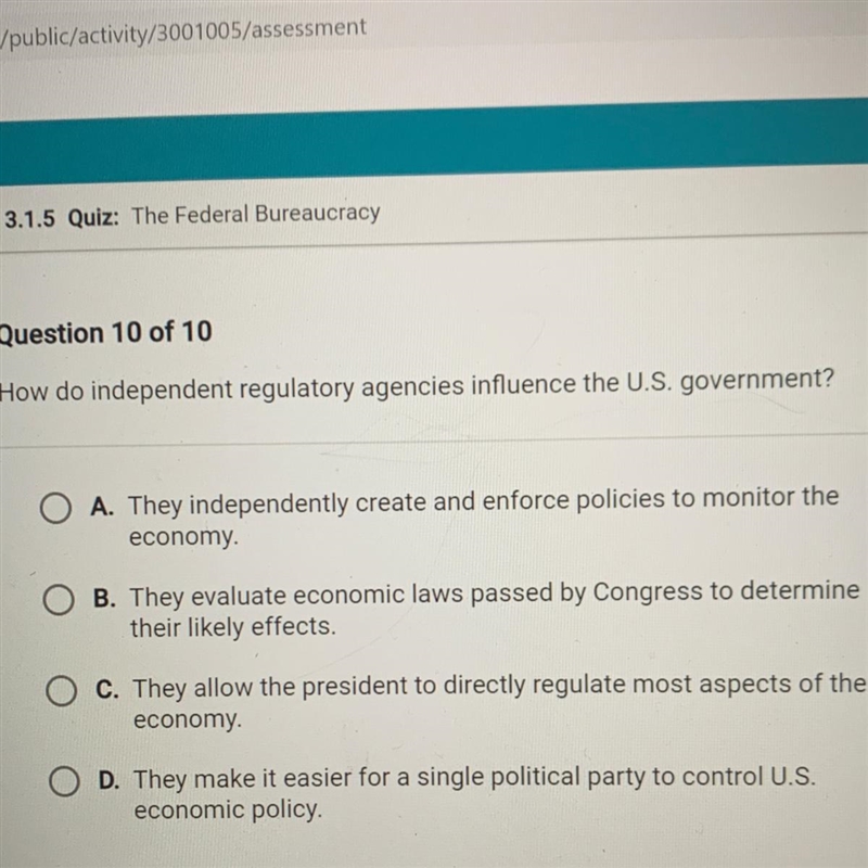 How do independent regulatory agencies influence the U.S. government?-example-1