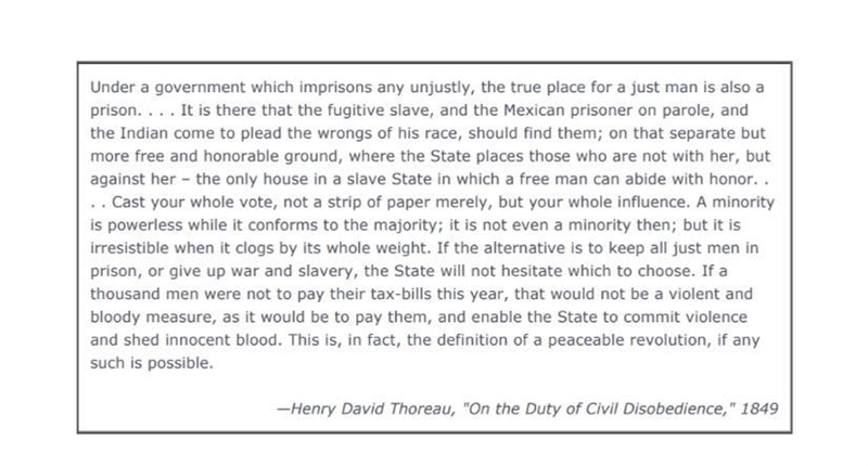 Which concerns of Thoreau led to his refusal to pay a government tax? A) The government-example-1