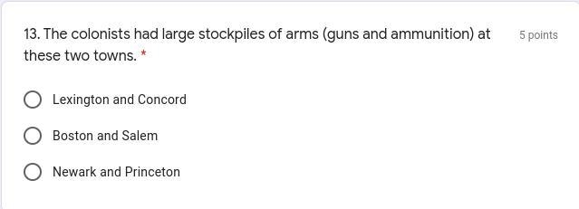 The colonists had large stockpiles of arms (guns and ammunition) at these two towns-example-1