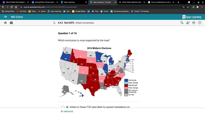 Helppppppppp! Which conclusion is most supported by the map. A. Voters in Texas were-example-1