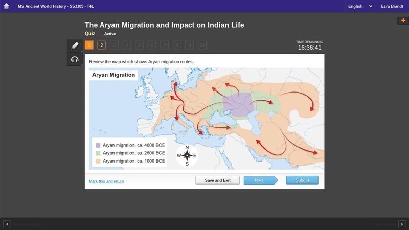 HELP I'M DESPERATE!!!!! How did the Aryan migration lead to India? A. The Aryans followed-example-1