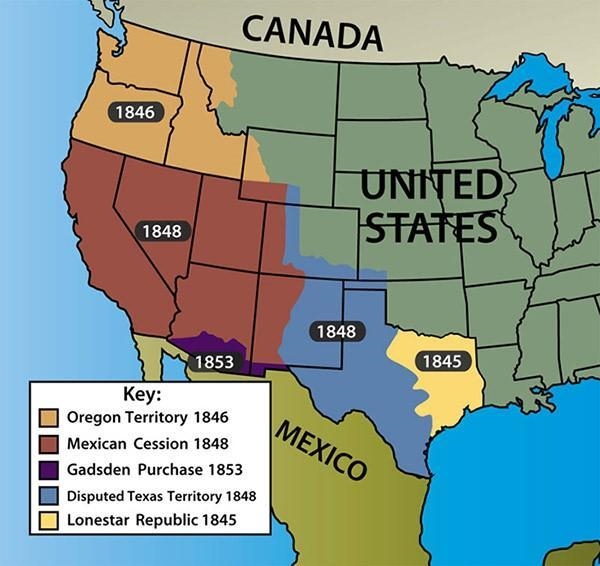 1. Describe events that explain the border differences between these maps. Use information-example-1