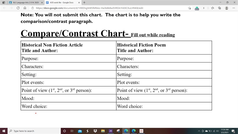 Note: You will not submit this chart. The chart is to help you write the comparison-example-1