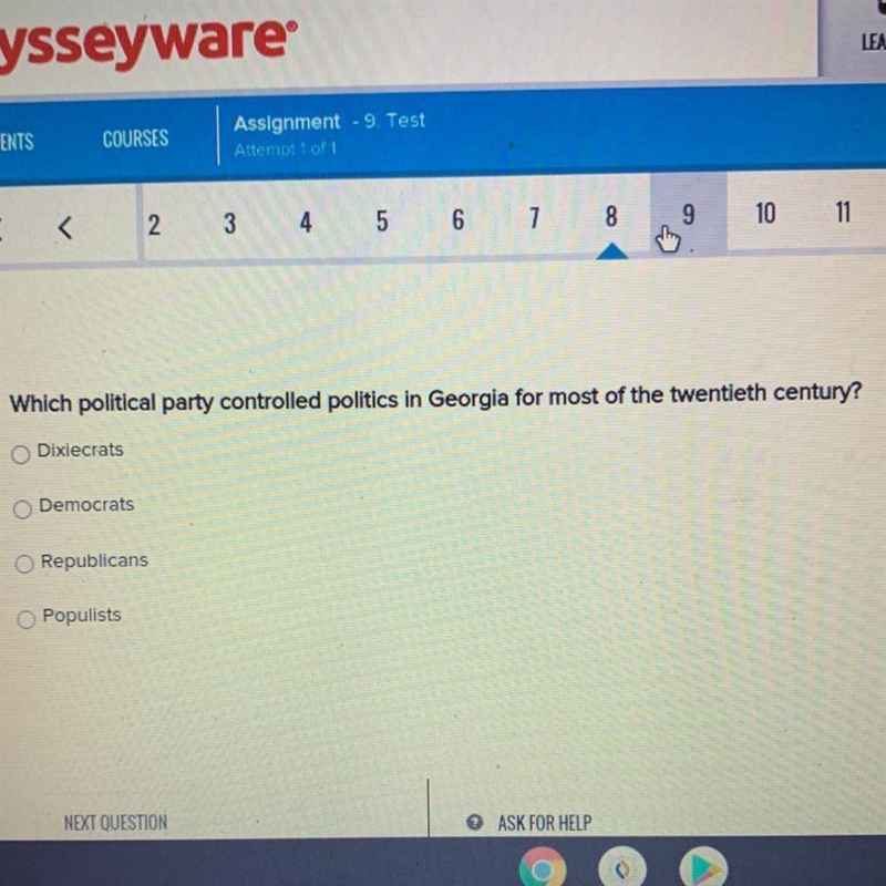 Which political party controlled politics in Georgia for most of the twentieth century-example-1