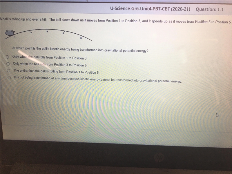 At which point is the balls kinetic energy transformed into gravitational potential-example-1