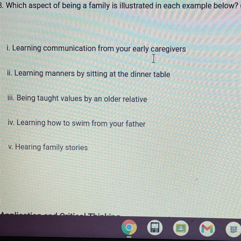 Which aspect it being a family is illustrated in each example below?-example-1