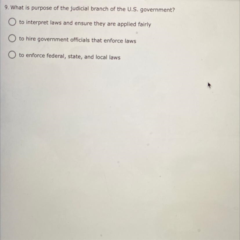 2. What is purpose of the judicial branch of the U.S. government?-example-1