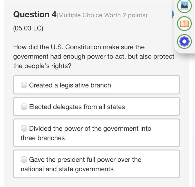 How did the U.S. Constitution make sure the government had enough power to act, but-example-1