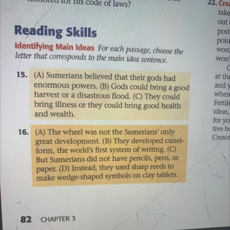 Please help me it’s due in 20 minutes..Reading Skills Identifying Main Ideas For each-example-1