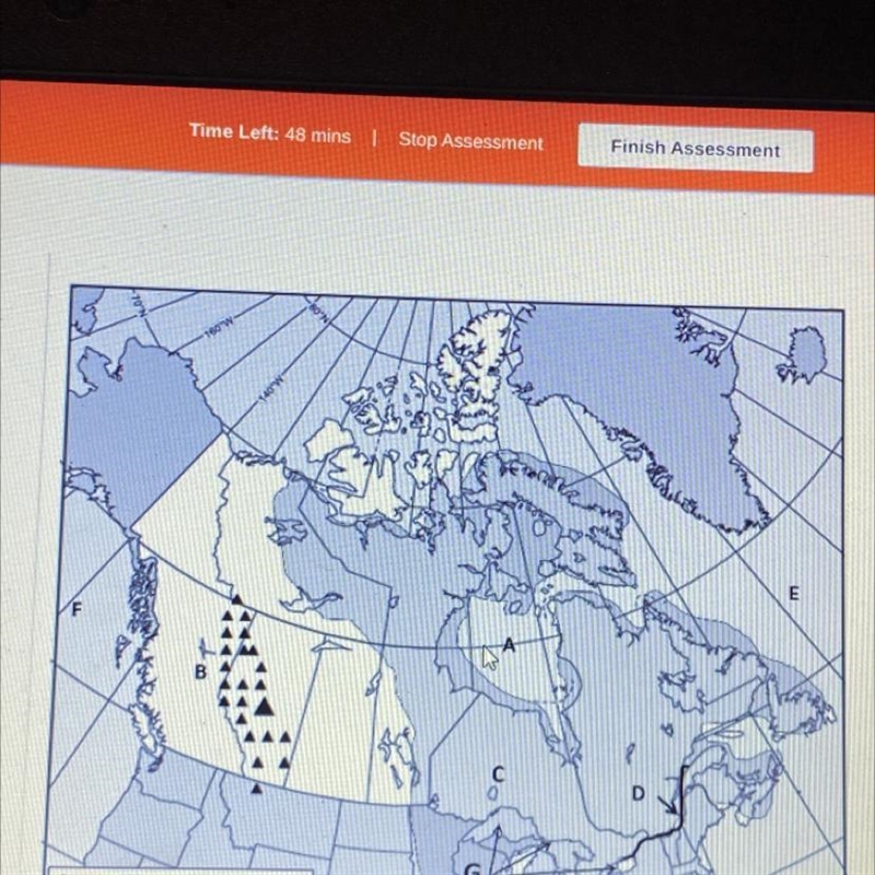 What geographic feature is labeled a? A. Baffin Bay B. Great Lakes C. Gulf of Mexico-example-1