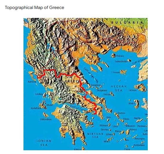 Using the map of Greece, answer the following question: How did the ancient Greeks-example-1