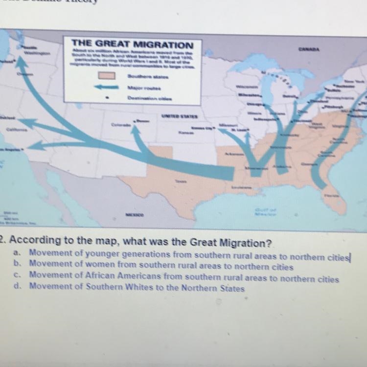 According to the map, what was the great migration-example-1