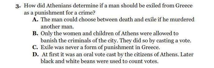 How did Athenians determine if a man should be exiled from Greece as a punishment-example-1