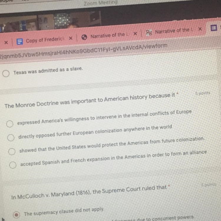 The monroe doctrine was important to American history because it?? HELP PLEASE IM-example-1