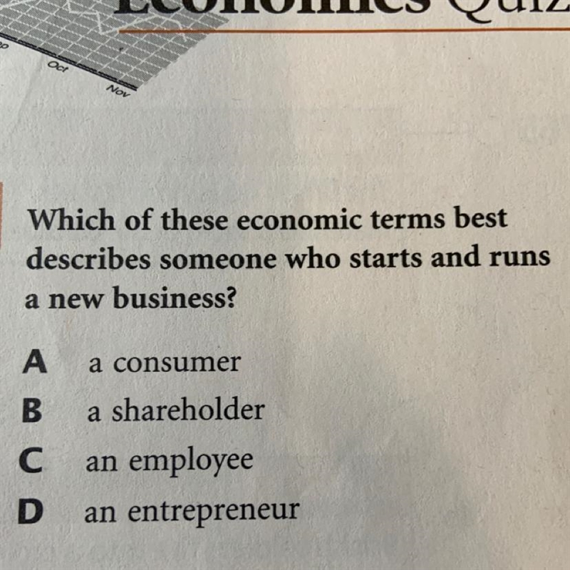 PLEASE HURRY Which of these economic terms best describes someone who starts and runs-example-1