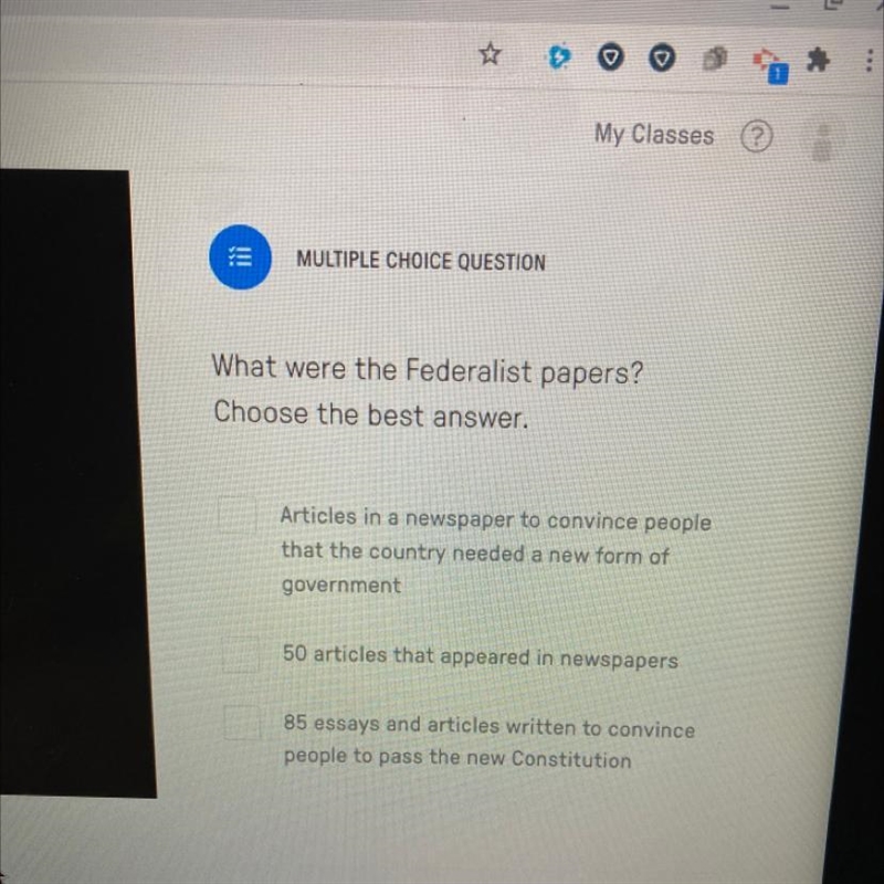 What were the federalist papers? Choose the best answer.-example-1