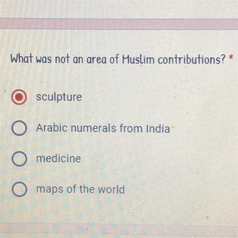 What was not an area of muslim contributions? please help !-example-1