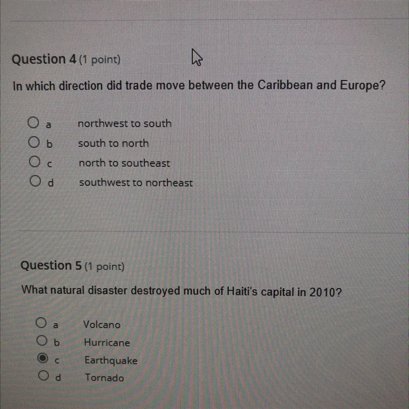 In which direction did trade move between the Caribbean and Europe PLS HELP-example-1