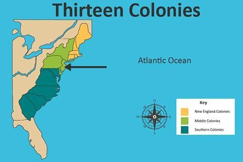 On the map, which colony is the arrow pointing to? Connecticut Maryland Pennsylvania-example-1