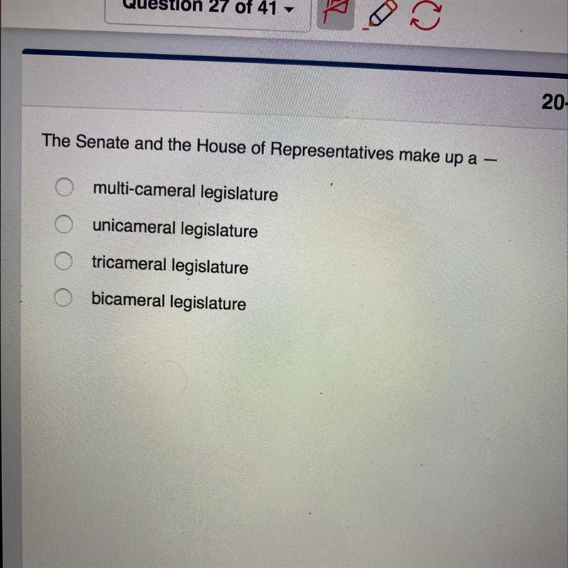 The senate and the House of Representatives make up a--example-1