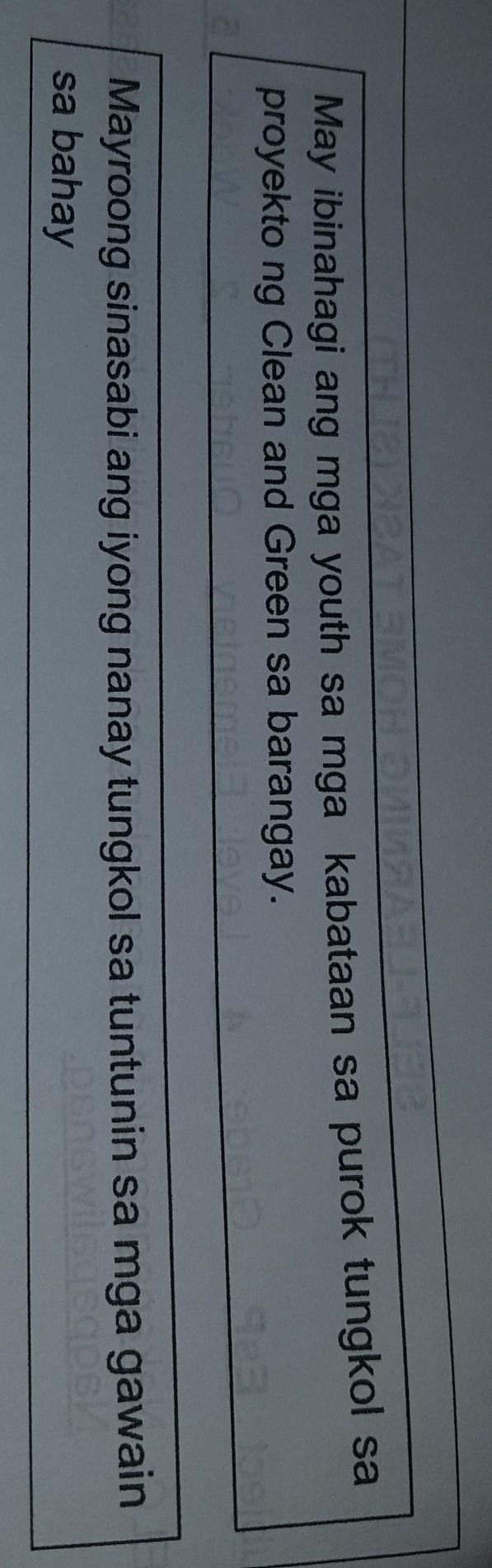 Pa help po please PANTO: UNAWAIN ANG BAWAT SITWASIYON. ISULAT SA PATLANG KUNG PAANO-example-1