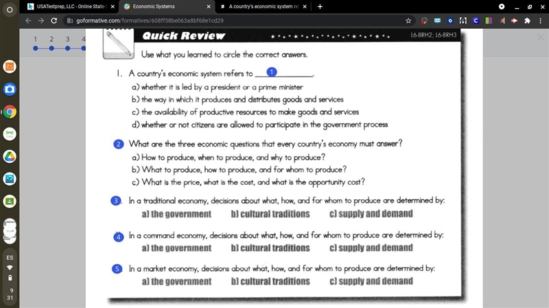 An country's economic system refers to A. Whether it is led by president or a prime-example-1