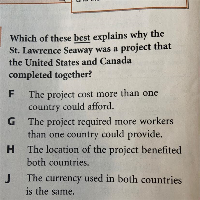 PLEASE HURRY Which of these best explains why the St. Lawrence Seaway was a project-example-1