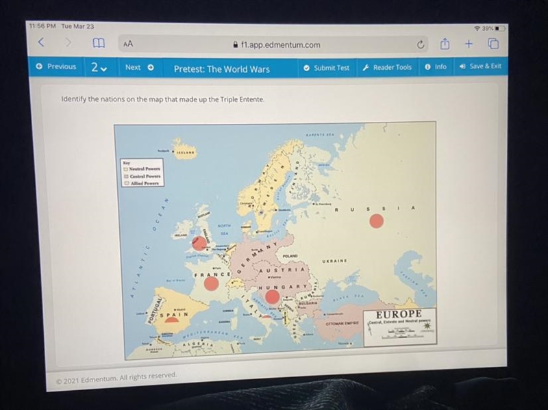 Select all the correct locations. Identify the nations on the map that made up the-example-1