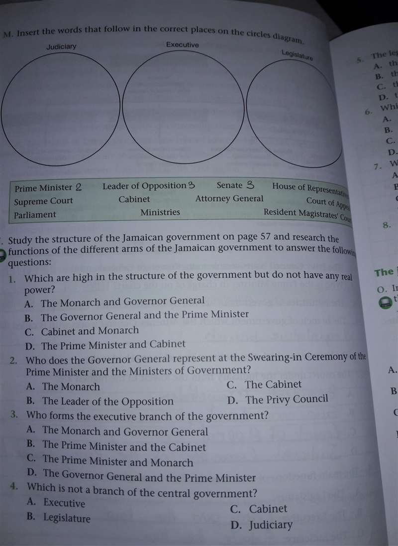 HI HELP PLEASE Topic: Jamaica's system of government-example-3