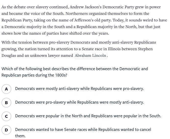 As the debate over slavery continued, Andrew Jackson's Democratic Party grew in power-example-1