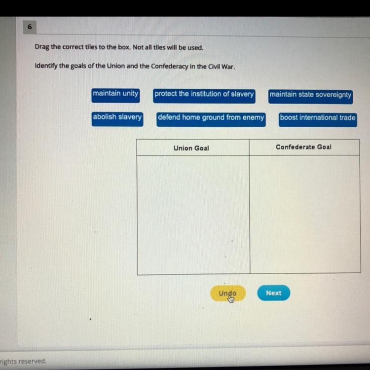 Drag the correct tiles to the box. Not all tiles will be used. Identify the goals-example-1