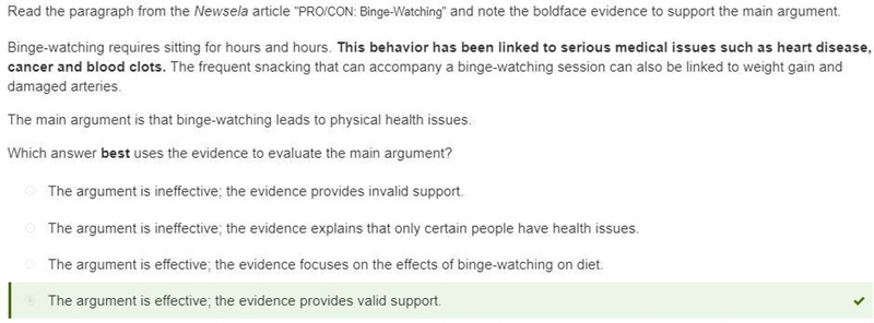 . Part A What is a claim the author makes about binge-watching in the PRO section-example-4