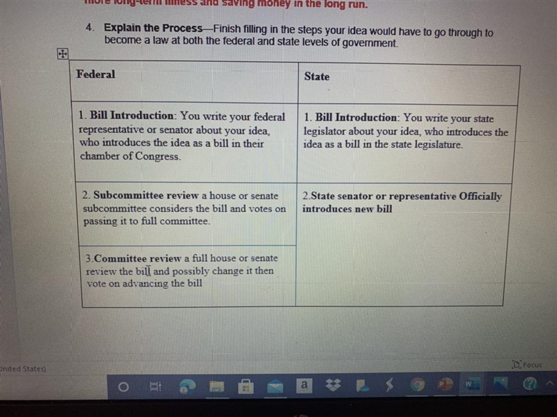 PLEASE HELP QUICK!!!!!! what are the missing steps? Federal 1. Bill Introduction: You-example-1