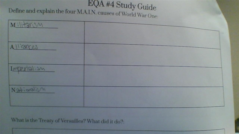 Define the m.a.i.n causes of ww1-example-1