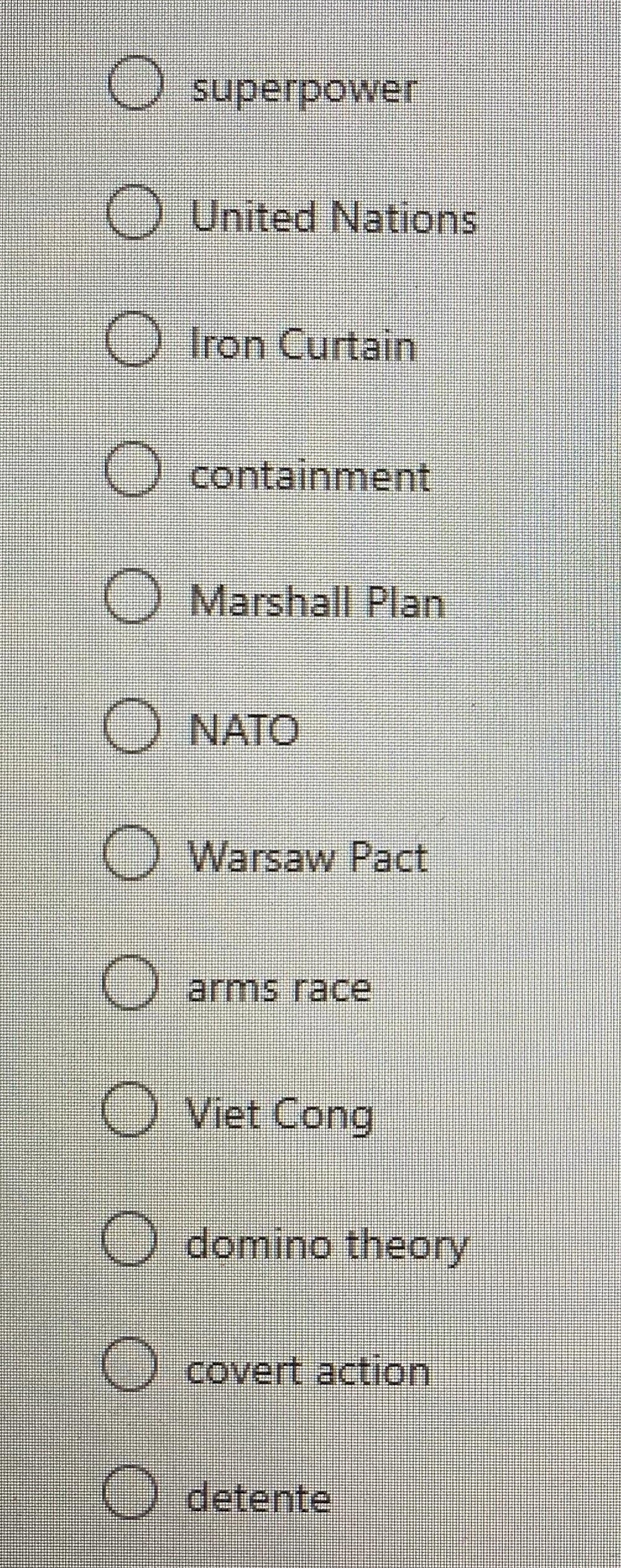 PLEASE HELP which of the following is a defense pact made between the western nations-example-1