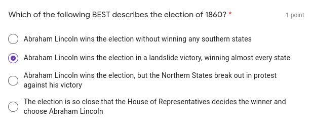 Which of the following BEST describes the election of 1860?-example-1