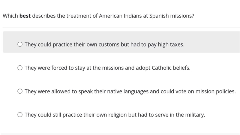 Which best describes the treatment of American Indians at Spanish missions?-example-1